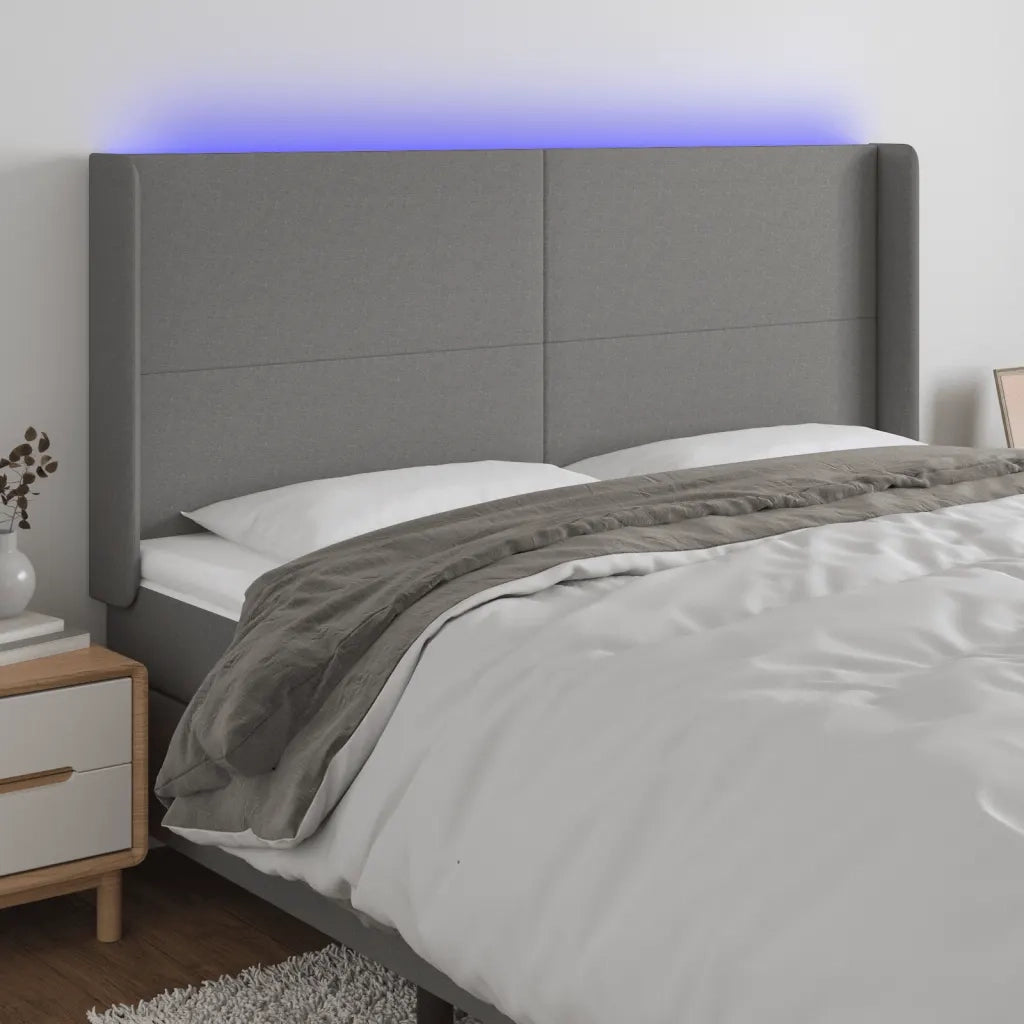 Testiera | Testata a LED GrigioScuro 163x16x118/128cm inTessuto