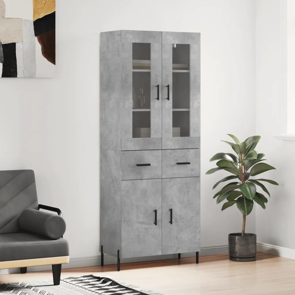Credenza | Madia | Buffet da pranzo | Armadio da pranzo Grigio Cemento 69,5x34x180 cm in Legno Multistrato
