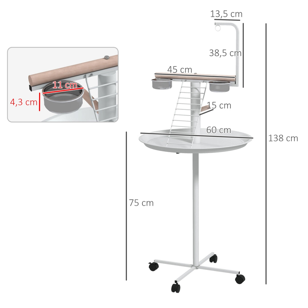 Mangiatoia per uccelli con ruote e posatoio ¨C zephmum ¨C bianco ? 60 x 138H cm