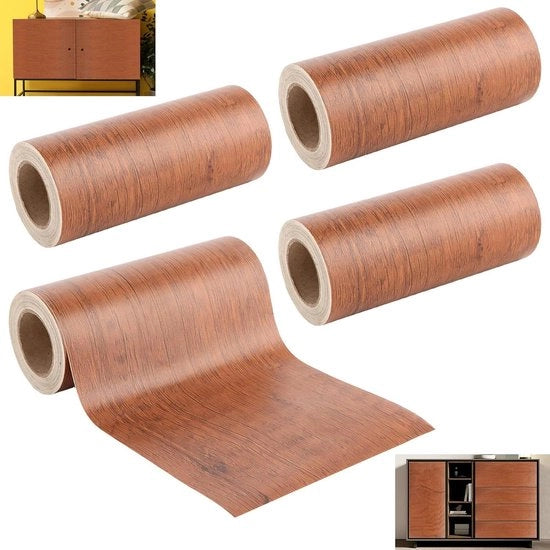 4 rulli di adesivo per legno - 5 m x 10 cm - riparazione di segni di taglio realistici - utile per progetti di fai da te