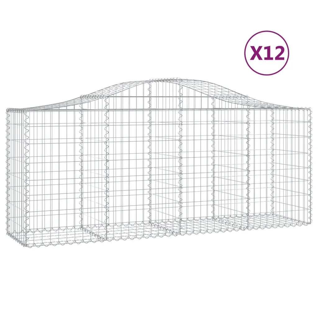Cesti Gabbioni ad Arco 12 pz 200x50x80/100 cm Ferro Zincato 3145629