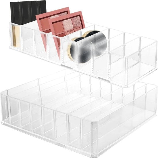 Organizzatore di cosmetici con 8 contenitori per la conservazione di make-up - tavolo organizzatore di make-up in acrilico con cassetto per ombretti, matite labiali e smalti per un'organizzazione delle unghie