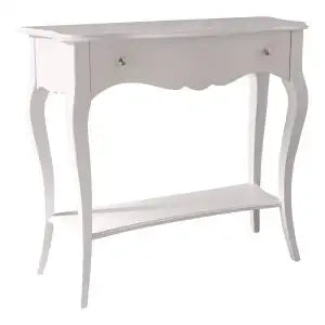 Consolle Lolla in legno Shabby chic bianco con pomelli