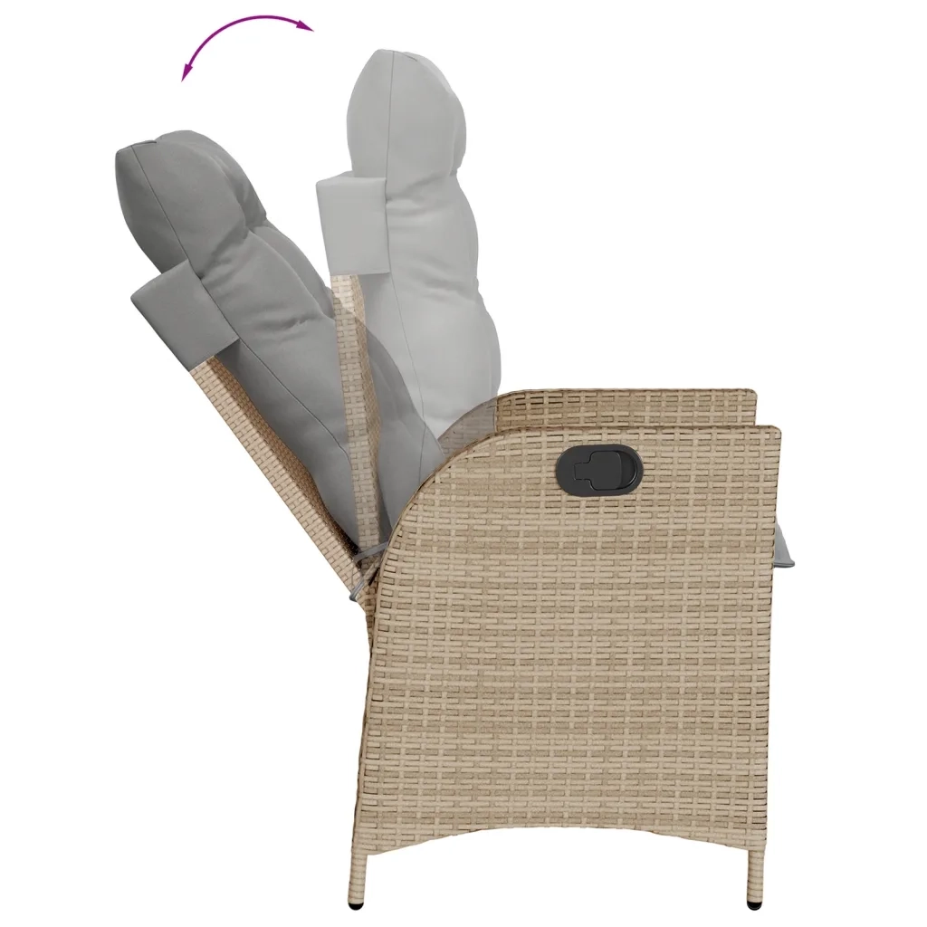 Sedie Reclinabili Giardino 2pz Cuscini Beige Misto Polyrattan 365269