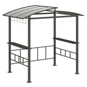Gazebo per barbecue con tetto rigido 248 x 150 x 232 cm riparo dalle intemperie 2 ripiani moderni in policarbonato nero 20_0019140
