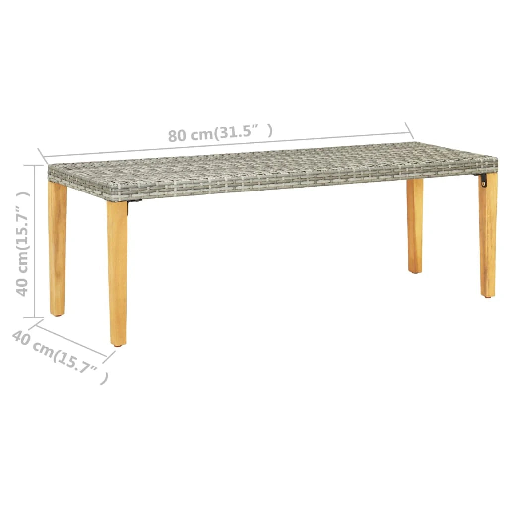 Panca da giardino arredo da giardino per esterni terrazza 80 cm resina intrecciata grigia 02_0011328