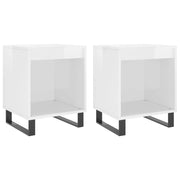 Set di 2 Comodini | Armadio da Notte | Mobiletto da notte Bianco Lucido 40x35x50 cm in Legno Multistrato