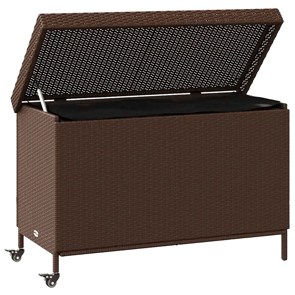 Contenitore da Giardino con Ruote Marrone Polyrattan CFW3711719