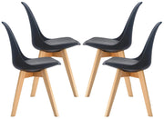 4 MAURY'S SEDIE NORDICA NERA STILE SCANDINAVO GAMBE IN LEGNO CON CUSCINO