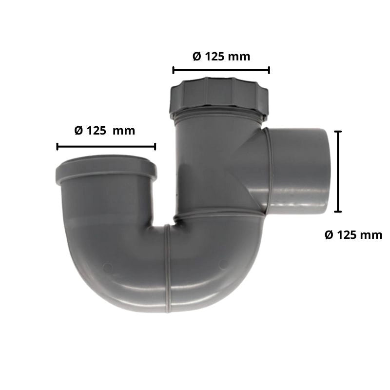Sifone Verticale Aperto in Polipropilene : Diametro - 125 mm ( tappo Ø 125 mm)
