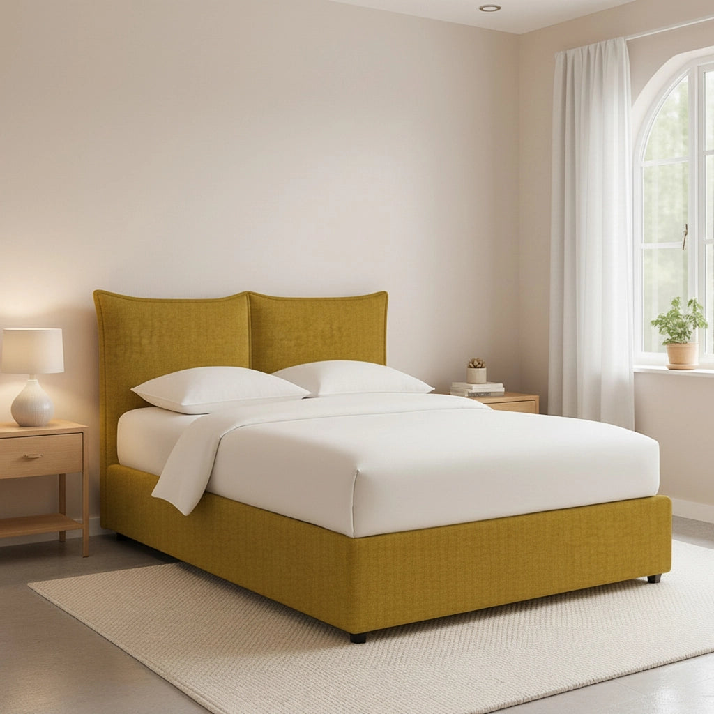 Malton, Letto Piazza e Mezza Sfoderabile Made in Italy, Giallo Ocra