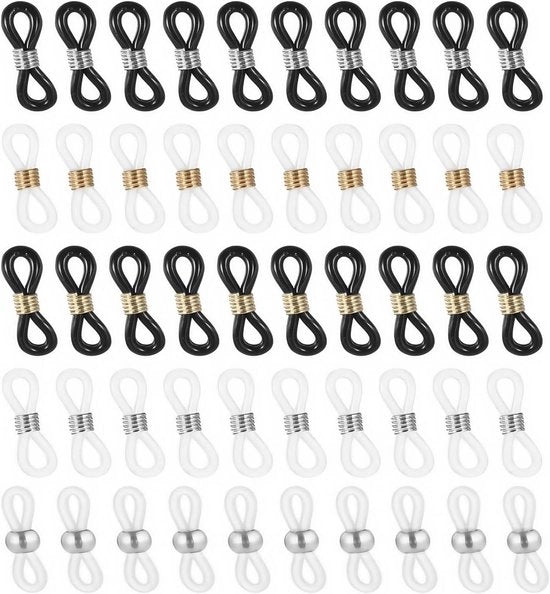 Set di catenelle per occhiali da 50 pezzi | Estremità di silicone regolabili | Supporto antiscivolo | Accessori per la fascia degli occhiali