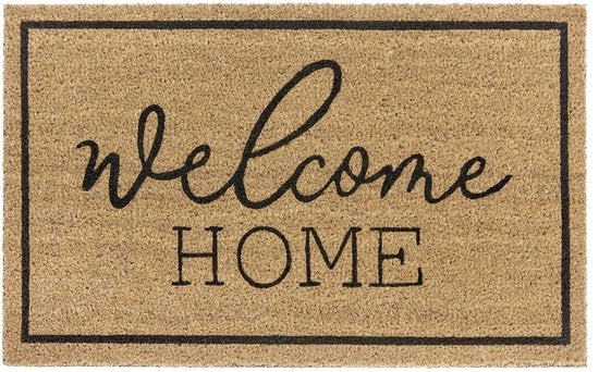 Pavimento Antiscivolo per Interni - Tappeto Trappola di Polvere Naturale, Tappeto di Coco Welcome Home, Antiscivolo per Scale, Terrazza, Entrata - 45x75cm