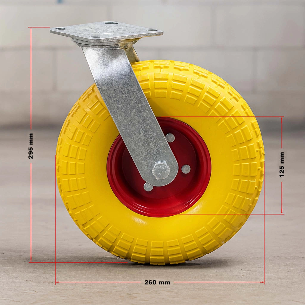 Set 2 ruote girevoli da trasporto, antiforatura, 258x78 mm, Cerchi in metallo, 150kg/ruota, ottima aderenza