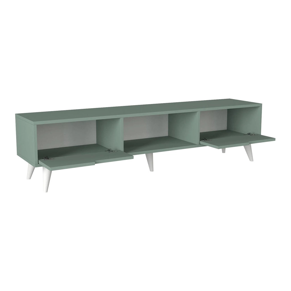Mobile porta TV mensola per soggiorno 160 x 35 x 40 cm verde/bianco 03_0010073