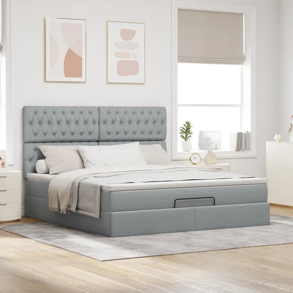 Struttura Letto Pouf con Materasso 160x200 cm in Tessuto 3313251