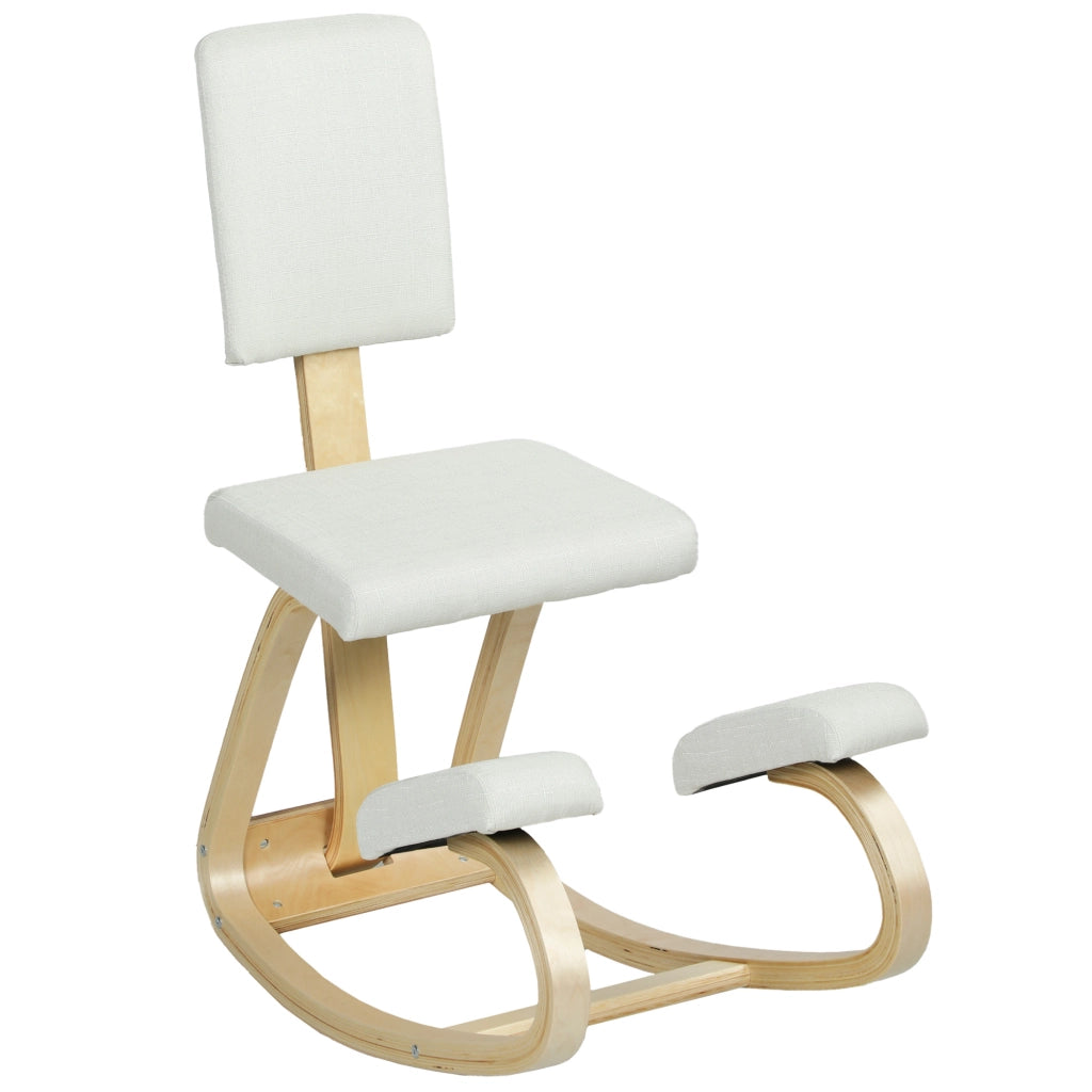 Sedia ergonomica da ginocchio in legno con schienale ¨C zephmum ¨C crema
