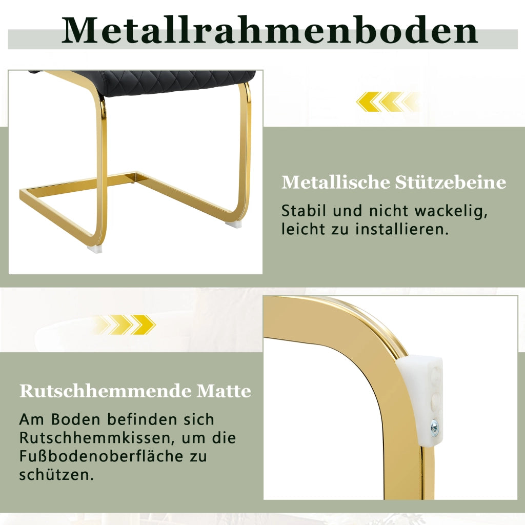 SEDIA Imbottita Rombi 100 cm Nero/Oro Set da 2 pezzi