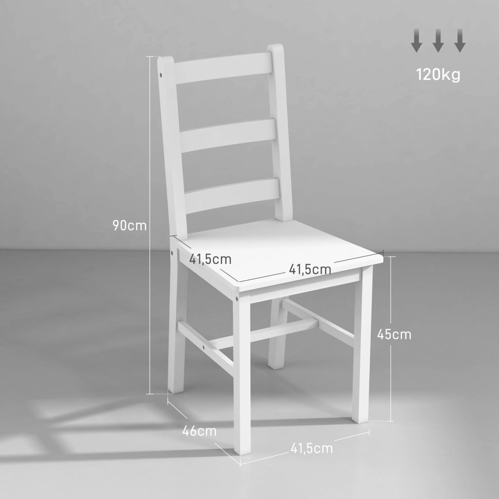 Set di 2 Sedie da Pranzo in Legno con Schienale a Doghe ¨C Zephmum ¨C 41.5x46x90 cm Bianco
