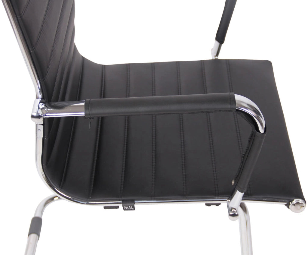 Sedia cantilever Balve in similpelle o vera pelle nero,Finta pelle