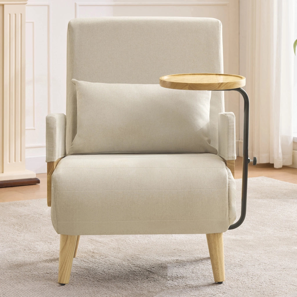 Poltrona Letto Singola 3 in 1 con Vassoio in Legno ¨C MINIMAL ¨C Imbottita, Pieghevole