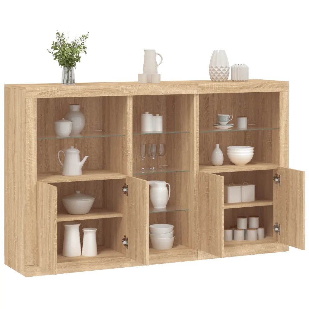 Credenza con Luci LED Rovere Sonoma 162x37x100 cmcod mxl 133835