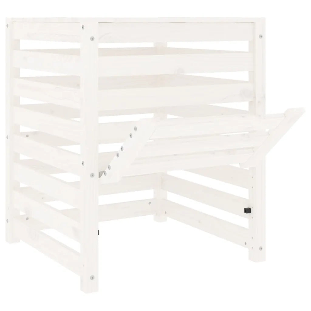 Compostiera Bianca 63,5x63,5x77,5 cm in Legno Massello di Pino 823809