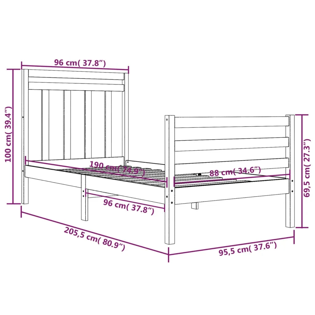 Giroletto-Struttura Letto in Legno Massello 90x200 cm 564387