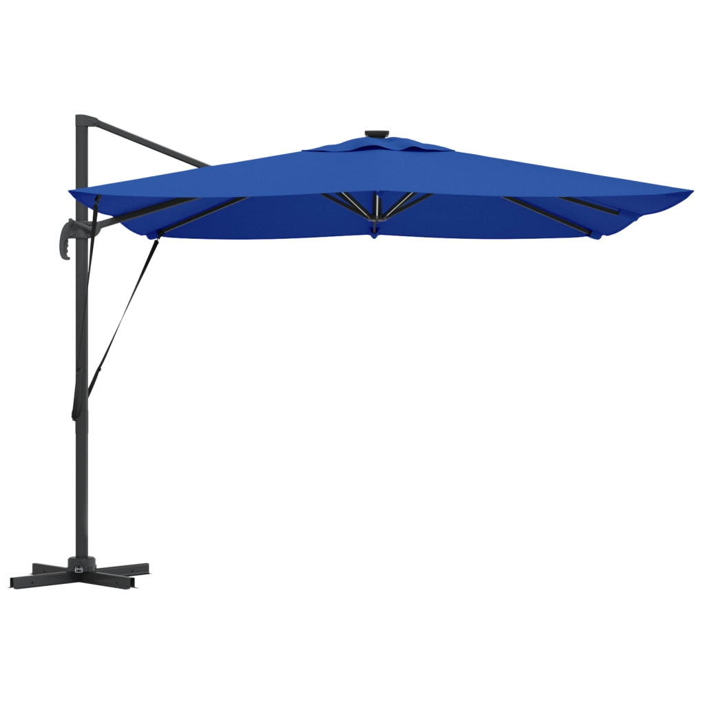 Parasol a sbalzo Roma con LED Blu Azzurro 286x285x270 cm Alluminio