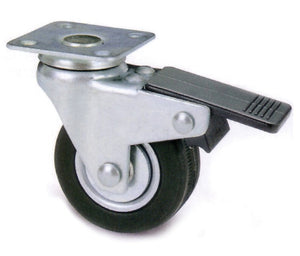 ruota mobile in gomma diametro 40 con piastra con freno cod:ferx.7633