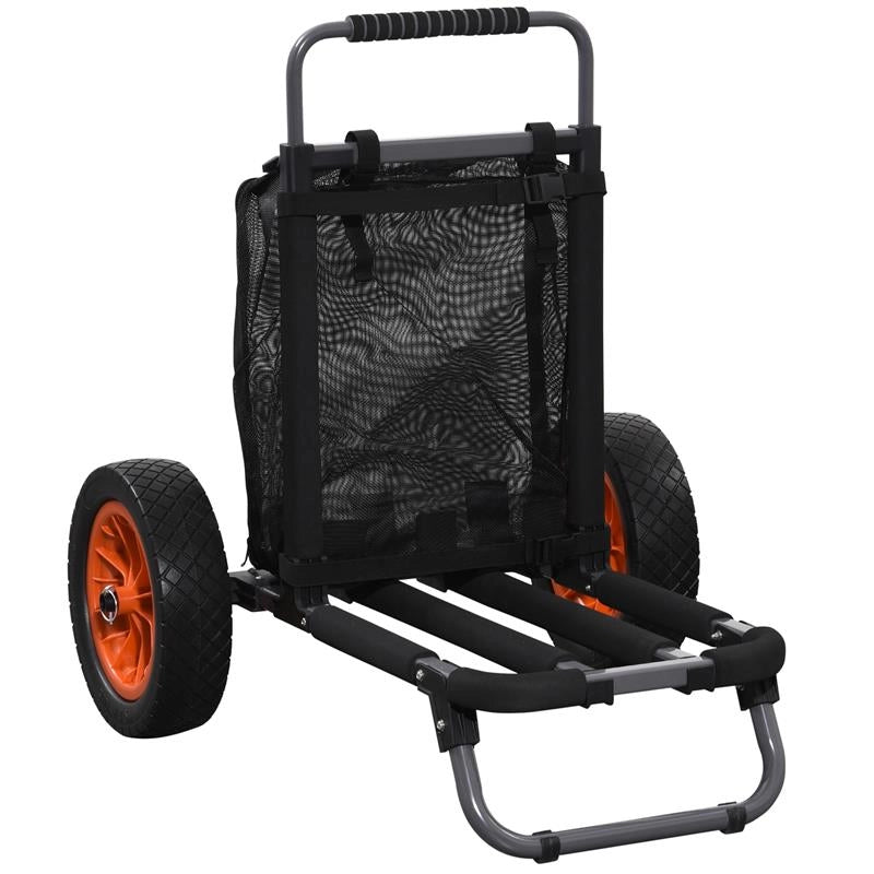 CARRELLO DA SPIAGGIA PIEGHEVOLE CON TASCA IN RETE, MANICO TELESCOPICO E CAVALLETTO, 82X67X81 CM
