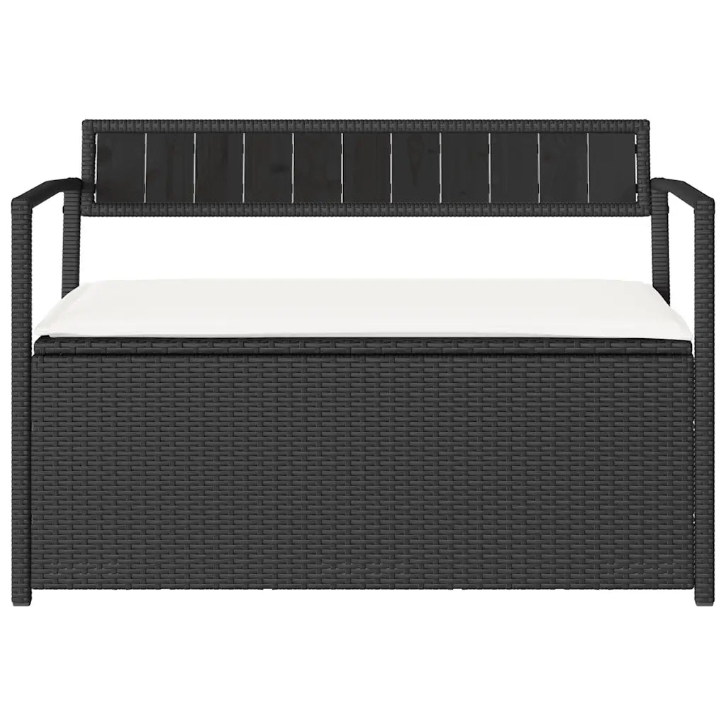 Panca Portaoggetti da Giardino con Cuscino in Polyrattan Nero 4103836
