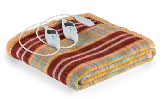 Coperta Elettrica Elettrocoperta Matrimoniale in Misto Lana Scozzese