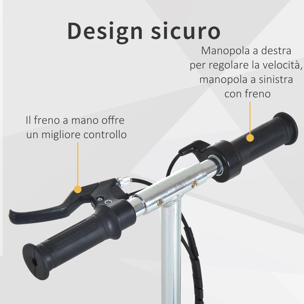 EasyComfort Monopattino Elettrico Pieghevole per Bambini con Seggiolino Regolabile, in Metallo e PE Nero, 78x37x99 cm