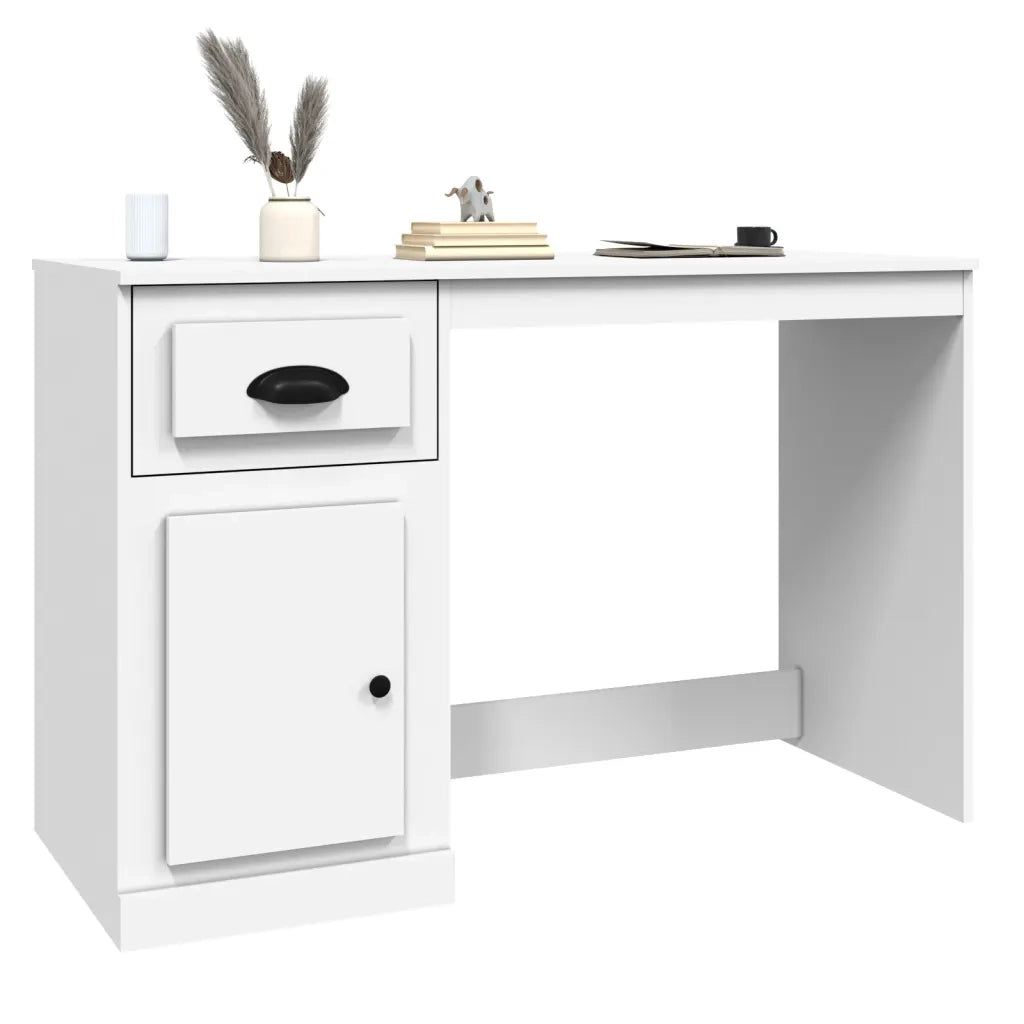 Scrivania con Cassetto Bianca 115x50x75 cm in Legno Multistrato 816472