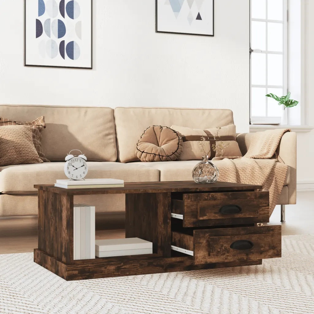 Tavolino da Salotto Rovere Fumo 90x50x35 cm Legno Multistratocod mxl 105868