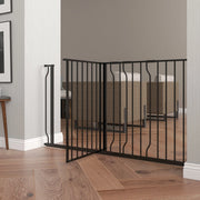 Cancelletto di sicurezza per cani 145x76 cm con doppia chiusura; apertura a due vie; acciaio nero
