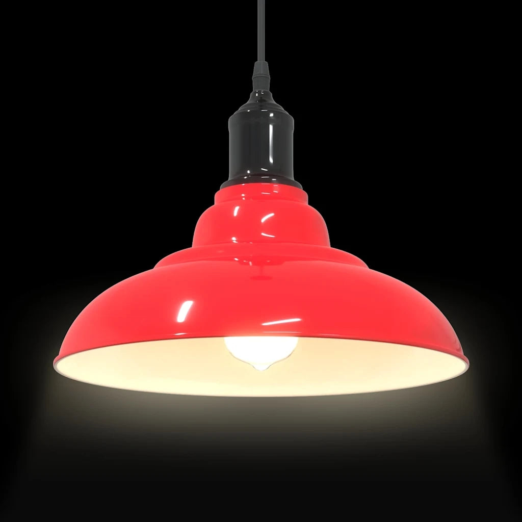 Lampada Sospensione Regolabile E27 Rosso Lucido ?31 cm Metallo CFW6064607