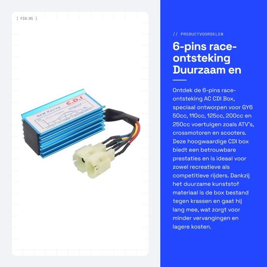 Sistema di accensione a 6-pini AC CDI - Adatto per GY6 50cc/110cc/125cc/200cc/250cc - ATV/Crossmotor/Go Kart - Realizzato in plastica resistente - Alta durata