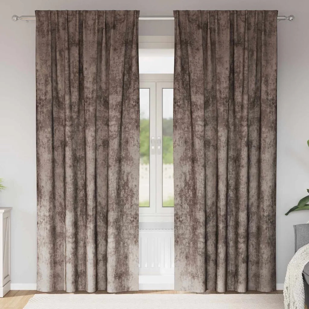 Tende in Velluto 2 pz Cappuccino 225 x 140 cm Velluto
