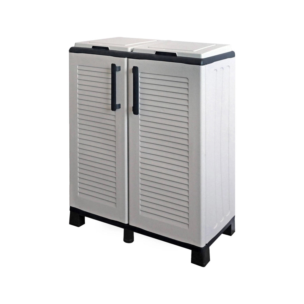 Contenitore per Rifiuti Alistar, Pattumiera Capacità 220 (110 per Sacco) Made in Italy, 68x37x90h cm Grigio Chiaro