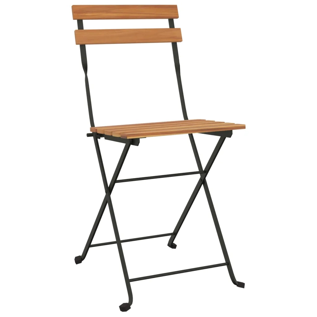 Sedie Pieghevoli da Bistrò 2 pz Legno Massello Teak e Acciaio 319979
