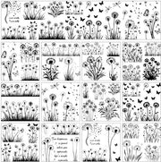 Sticker trasfer per hobbista con motivi di fiore di campo a tema minimalismo farfalle fiori per attività di classe decorazione 5,5 x 5,5 pollici