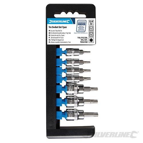 Set di bussole chiavi inserti 1/4" e 3/8" per punte T10 - T40 Silvelrine 7pz