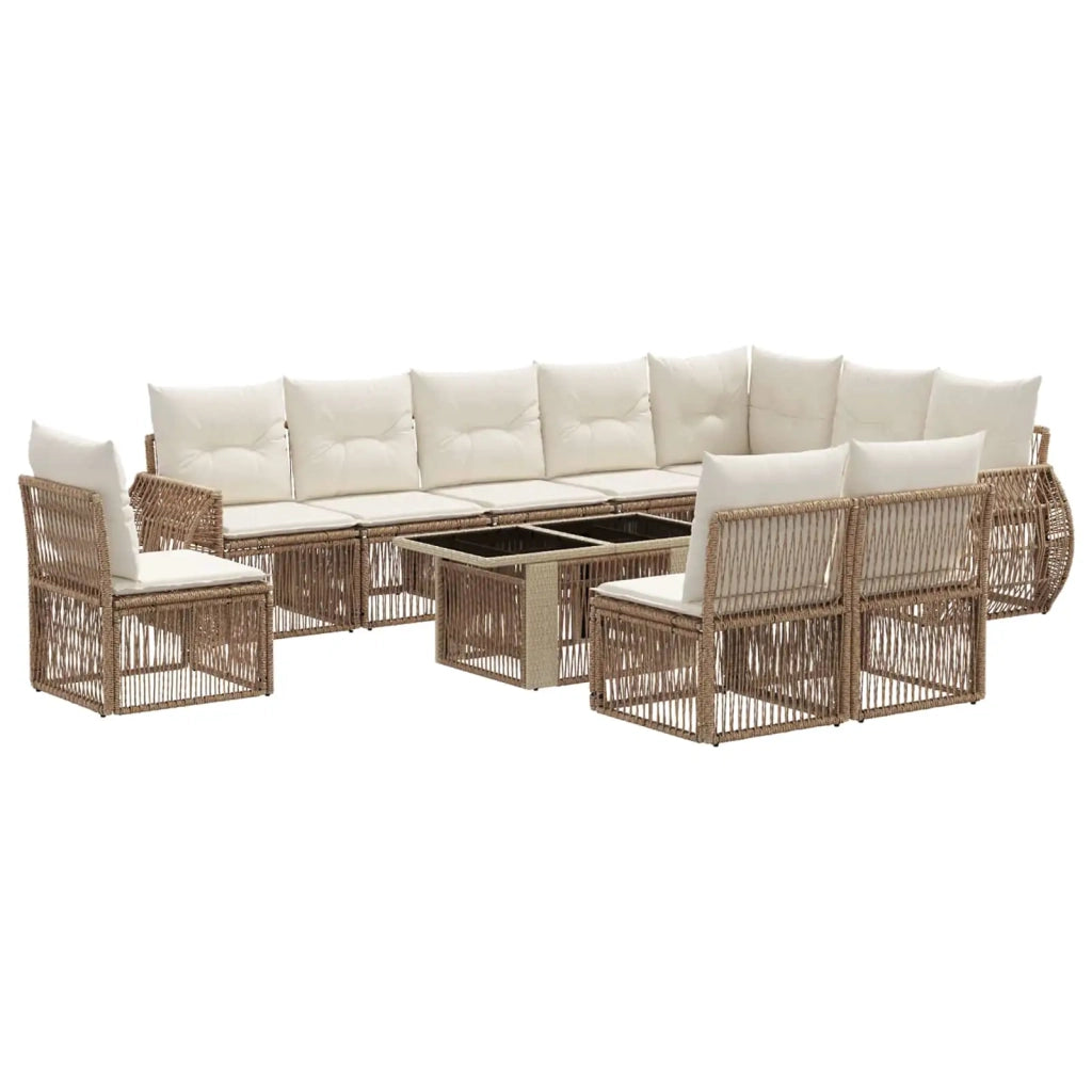 Set Divano da Giardino 11 pz Beige e Bianco Crema polyrattan 3436959