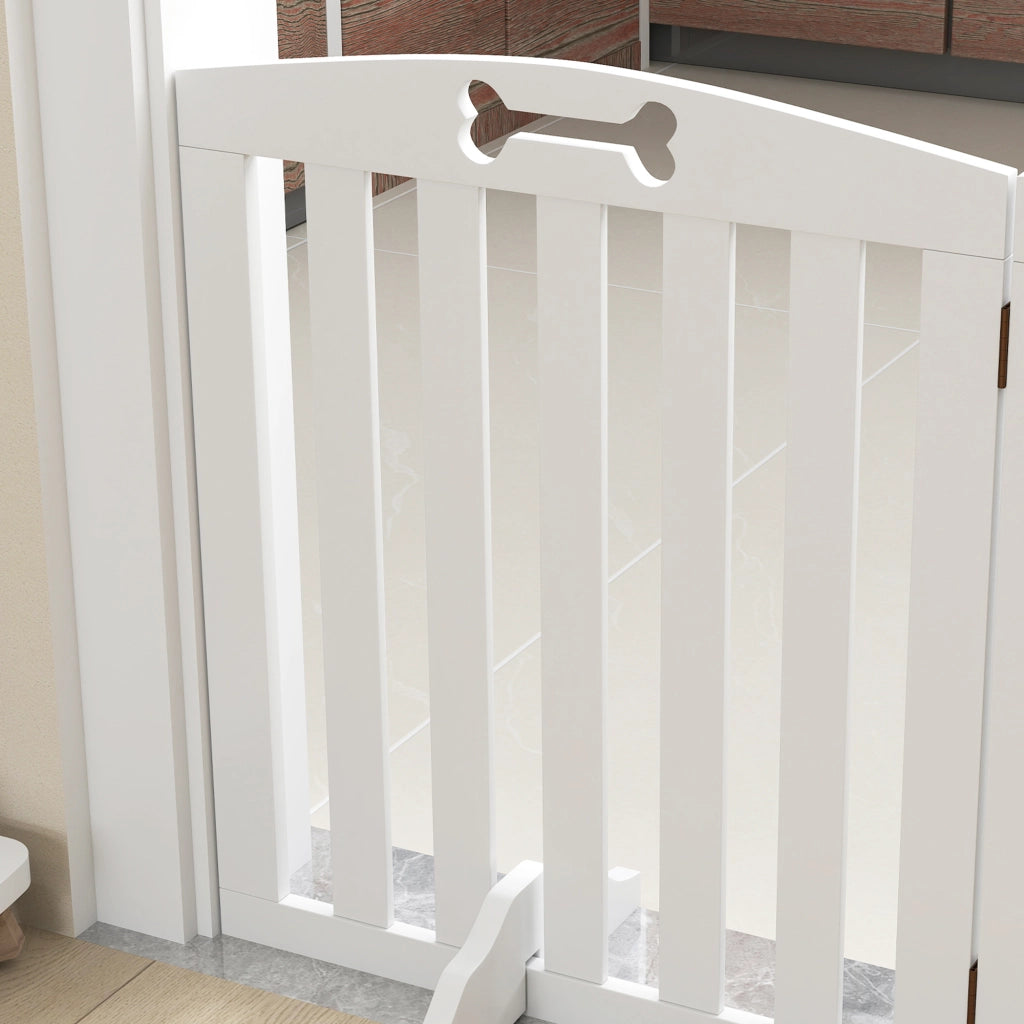 Barriera estensibile a forbice per cani pieghevole autoportante in legno con 2 piedini antiscivolo bianco 155 × 61 cm