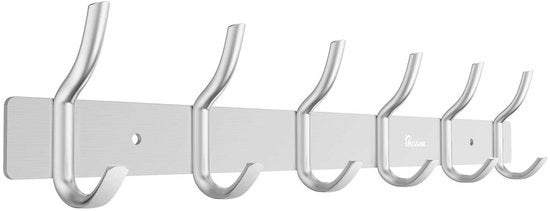 Montaggio a muro con 6 ganci in lega di alluminio - 42 cm - Argento