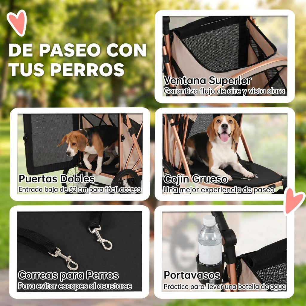 Carrello per Cani Pieghevole ¨C zephmum ¨C Marrone 20 kg