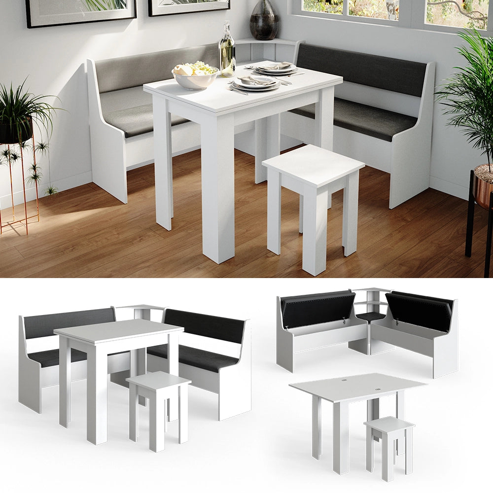 Vicco Gruppo panca ad angolo Bianco 150 x 41.5 cm con tavolo