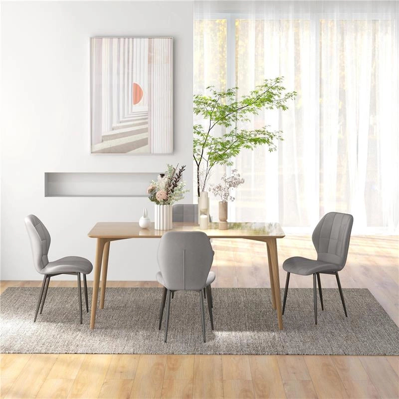 SET DI 4 SEDIE DA PRANZO MODERNE PER CUCINA E SOGGIORNO CON RIVESTIMENTO IN FLANELLA, GRIGIO